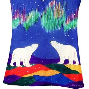 Dawn Oman Northern Lights Polar Bear Small T-shirt